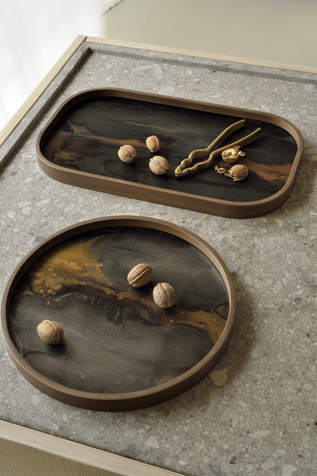 Bronze Organic valet glazen dienblad - L
