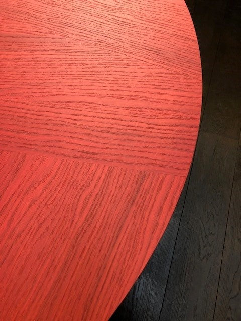 Toonzaalmodel SET Eclipse ronde eettafel EN 6 bijpassende stoelen Toro - kleur Brique