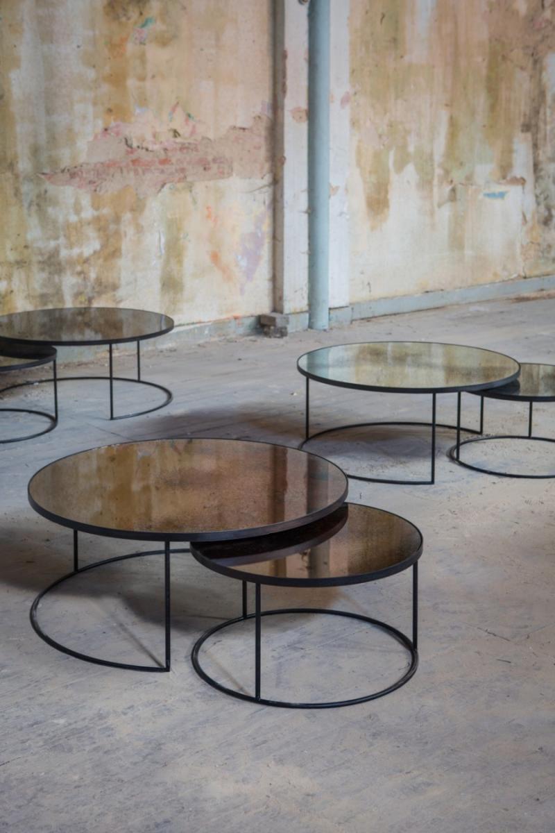 Nesting spiegelglas koffietafel set