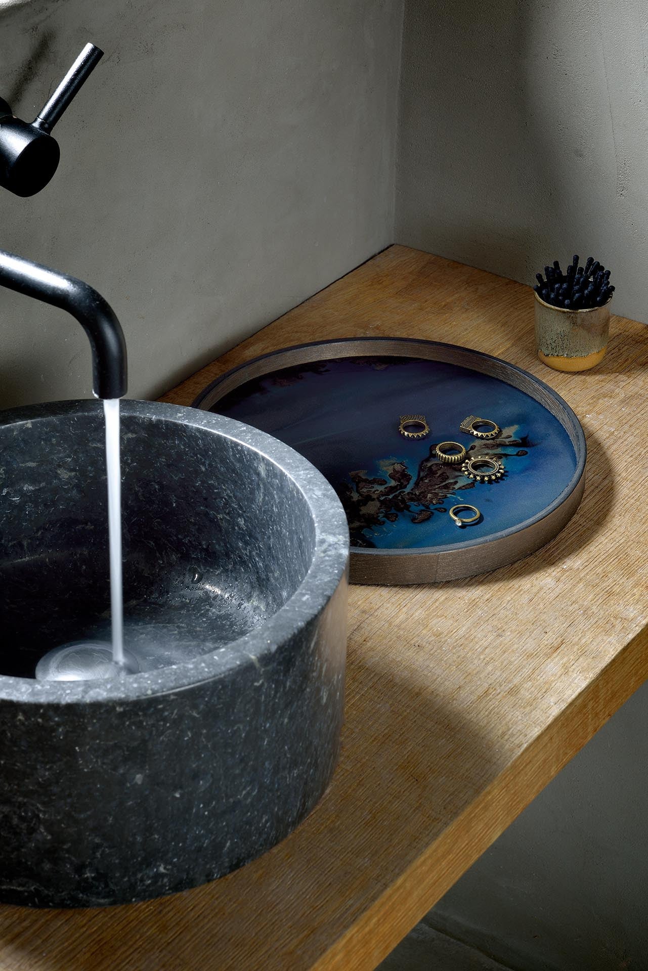 Slate Organic valet glazen dienblad - L