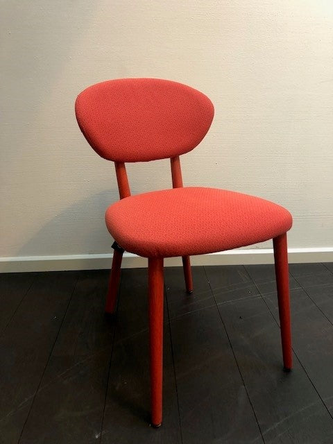 Toonzaalmodel SET Eclipse ronde eettafel EN 6 bijpassende stoelen Toro - kleur Brique
