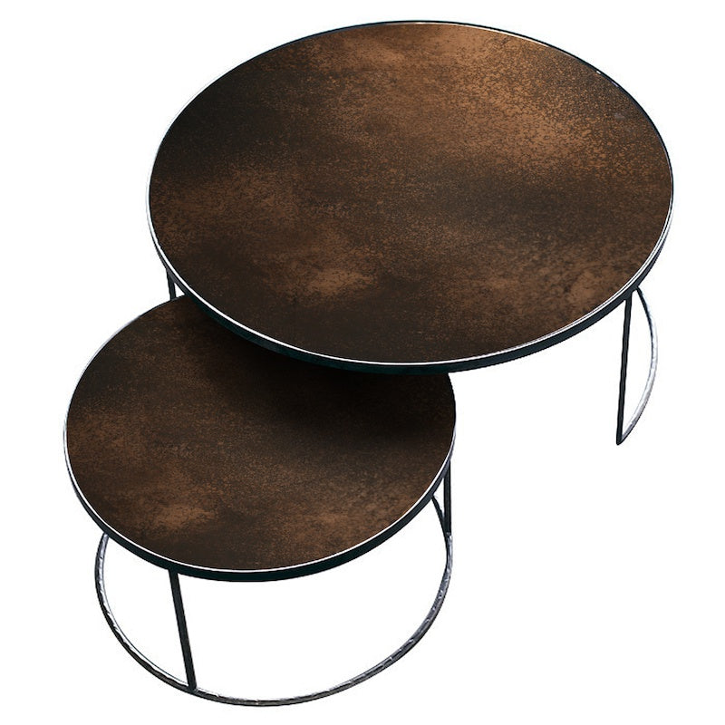 Nesting spiegelglas koffietafel set