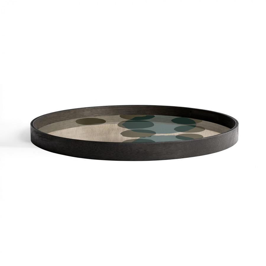 Slate Layered Dots glazen dienblad - L