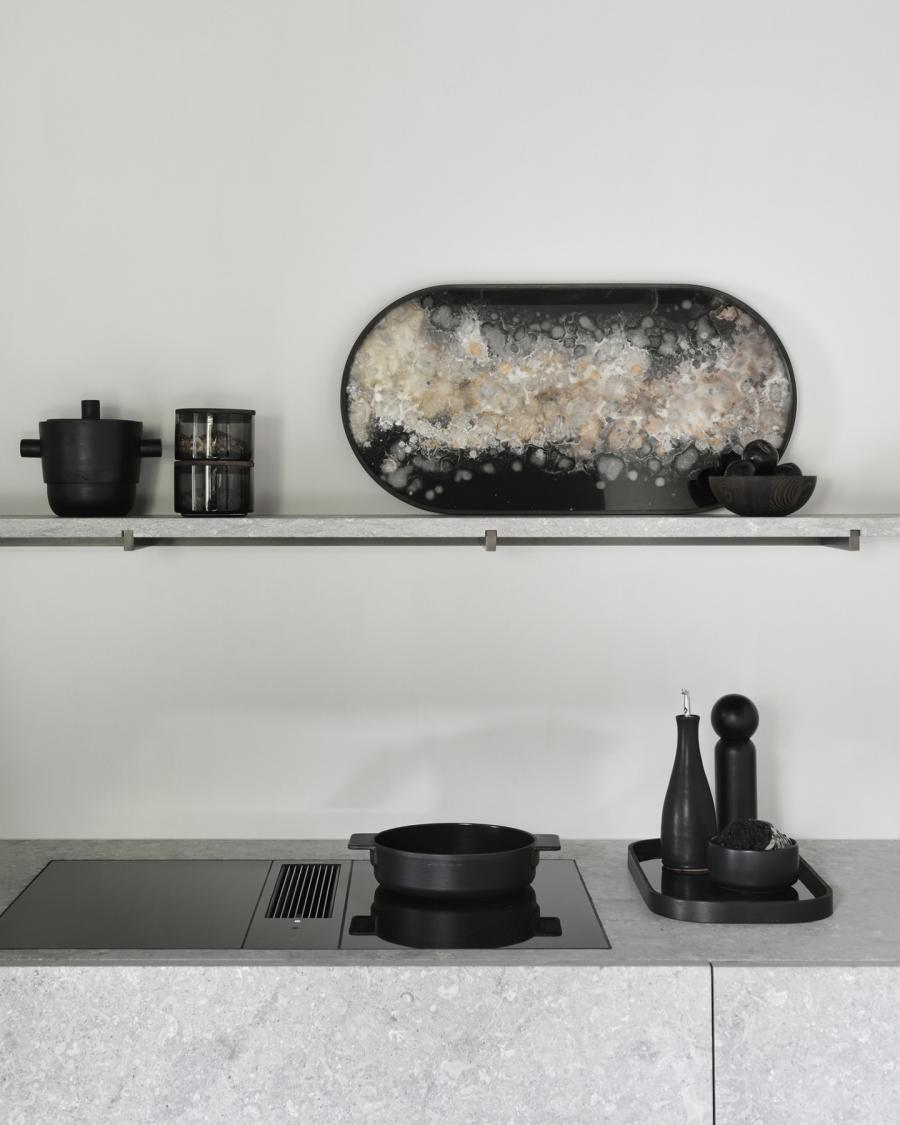 Black Organic glazen dienblad - M